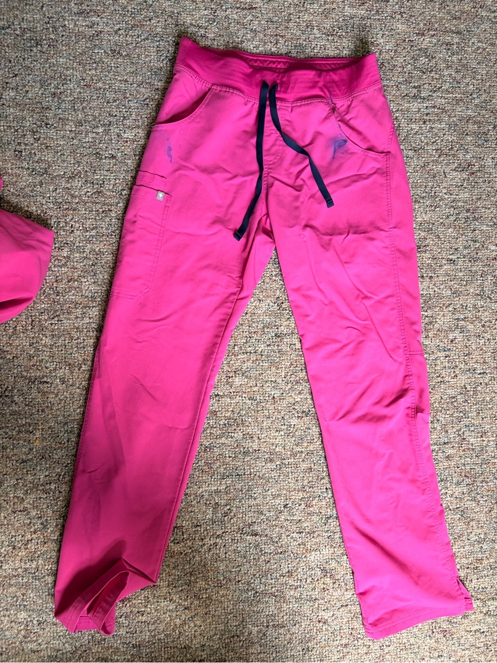 FIGS Pink Scrub Set - Small Catarina One-Pocket Top with Kade Pant Small Tall